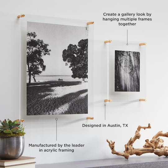 Wexel Art Double Panel Clear Acrylic Floating Wall Frame with Gold Hardware